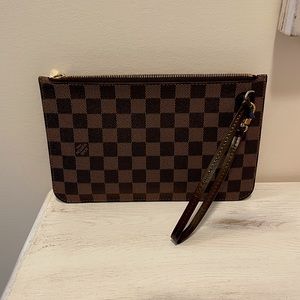 Authentic Louis Vuitton Neverfull Damier Ebene Pochette Wristlet